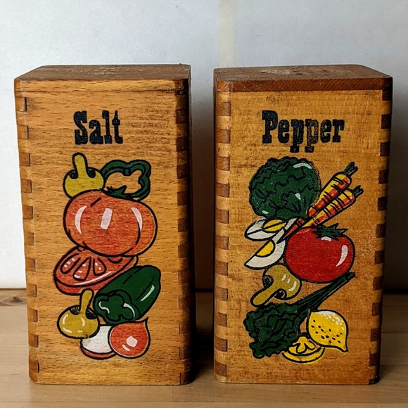 Vintage Wooden Salt and Pepper Shakers 5"